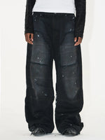 5794820868799,5794820868800,5794820868801,5794820868802, Washed Ink Splatter Patchwork Wide Leg Pants