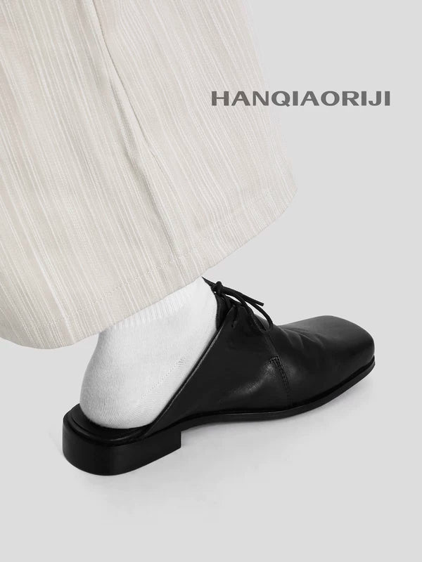 Washed Leather Square Toe Lace-up Mules 2