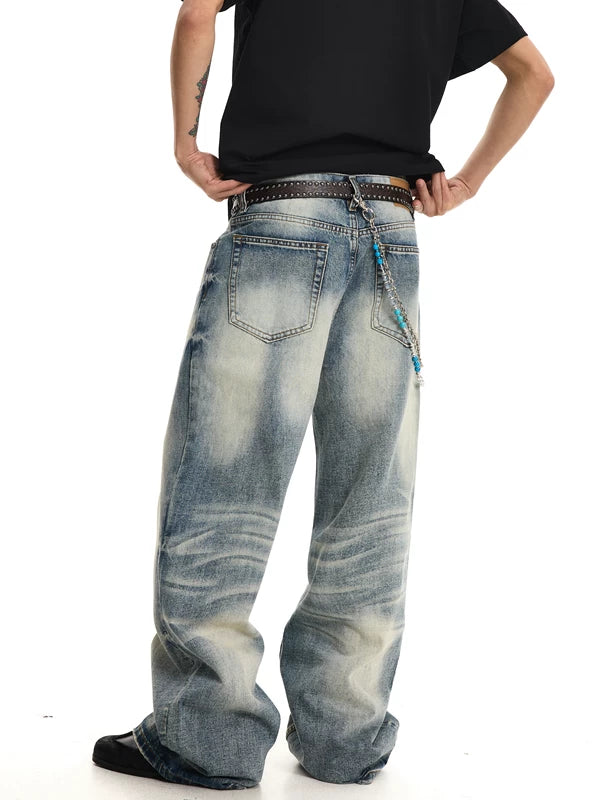 Washed Loose Straight Jeans 3