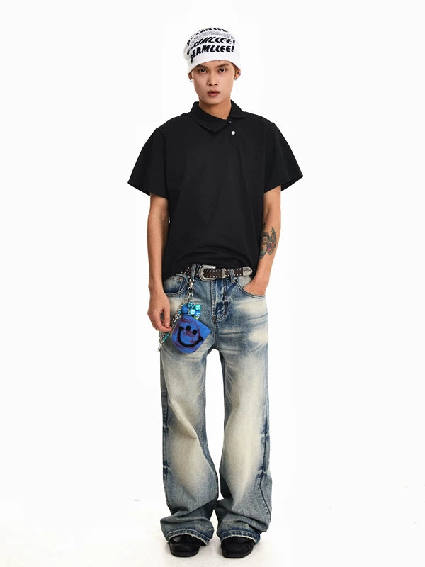 Washed Loose Straight Jeans 4