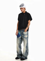 Washed Loose Straight Jeans 5