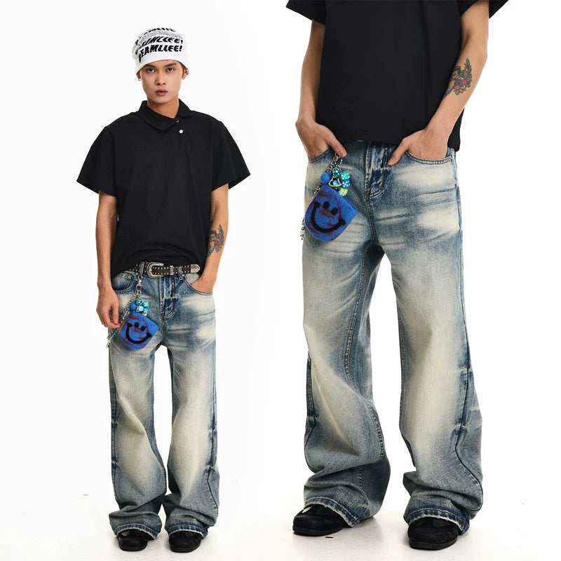 6041848312073,6041848312074,6041848312075,6041848312076,6041848312077, Washed Loose Straight Jeans