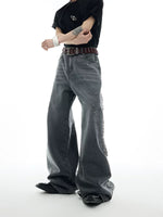 Washed Rivet Detail Wide Leg Jeans 2