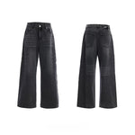 5931819966570,5931819966571,5931819966572, Washed Rivet Detail Wide Leg Jeans