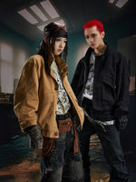 Washed Stand Collar Zip Front Jacket 1