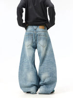 Washed Wide-Leg Button Detail Jeans Pants 4