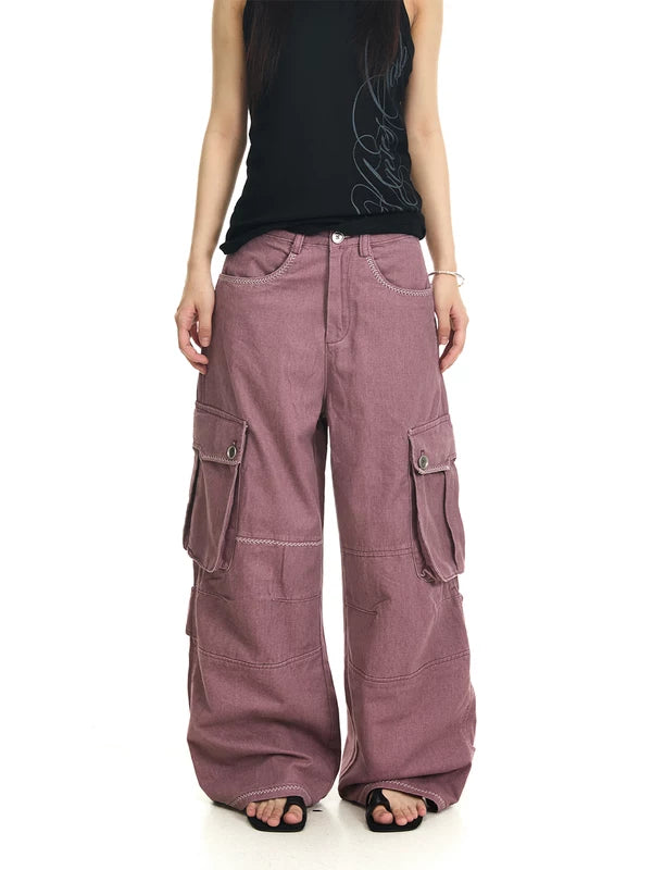 ,6262524054726,6262524054727,6262524054728,6262524054729,6262524054730, Washed Wide-Leg Cargo Pants
