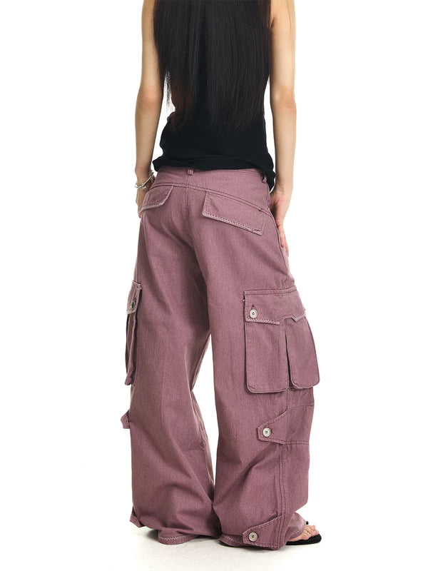 Washed Wide-Leg Cargo Pants 3