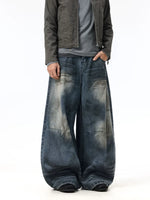 Washed Wide-Leg Floor-Length Jeans Pants 2