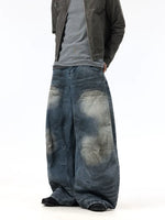 Washed Wide-Leg Floor-Length Jeans Pants 3