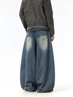 Washed Wide-Leg Floor-Length Jeans Pants 4
