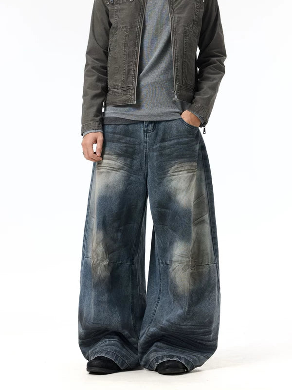 Washed Wide-Leg Floor-Length Jeans Pants 5