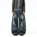 6003428392383,6003428392384,6003428392385,6003428392386, Washed Wide-Leg Floor-Length Jeans Pants