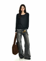 Washed Wide Leg Straight Fit Jeans Pants 5