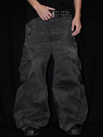 Water Ripple Wide Leg Cargo Pants 1