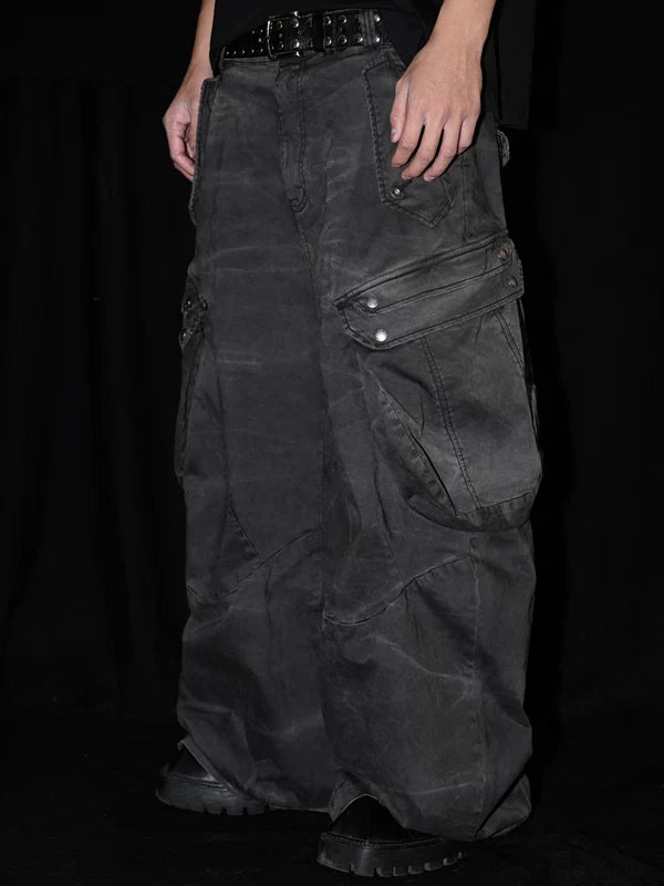 Water Ripple Wide Leg Cargo Pants 2