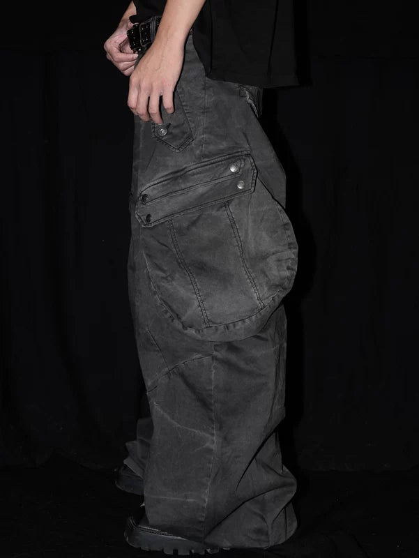 Water Ripple Wide Leg Cargo Pants 3