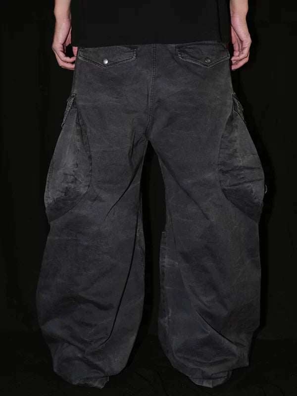 Water Ripple Wide Leg Cargo Pants 4