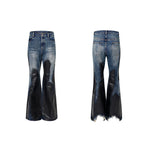 6106829098988,6106829098989,6106829098990,6106829098991, Waxed Distressed Flared Denim Pants