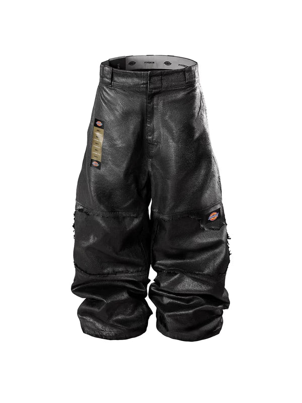 Waxed Raw Denim Wide Leg Pants 1