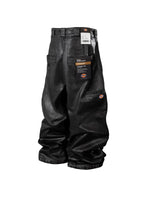 Waxed Raw Denim Wide Leg Pants 2