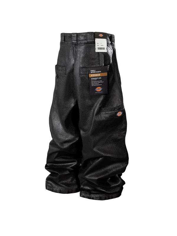 Waxed Raw Denim Wide Leg Pants 2