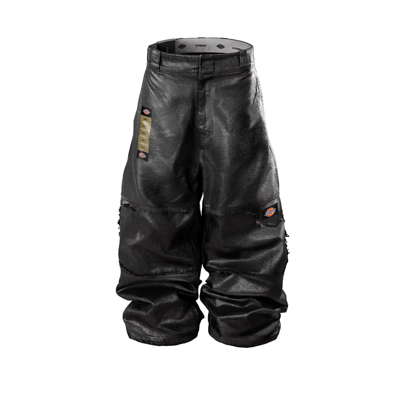 6020060429457,5855368880730,5858261517246,6001309213114, Waxed Raw Denim Wide Leg Pants
