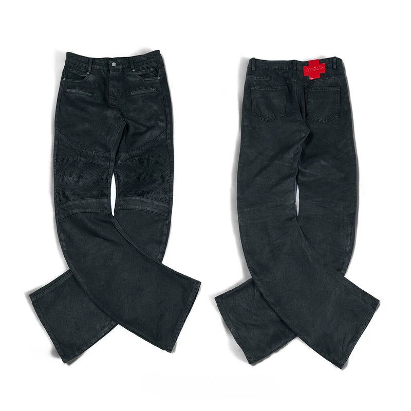 6296241950756,6296241950757,6296241950758,6296241950759, Waxed Slim Fit Motorcycle Pants