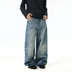 5997960904590,5997960904591,5997960904592,5997960904593,5997960904594, Whiskered Loose Fit Straight Leg Jeans Pants