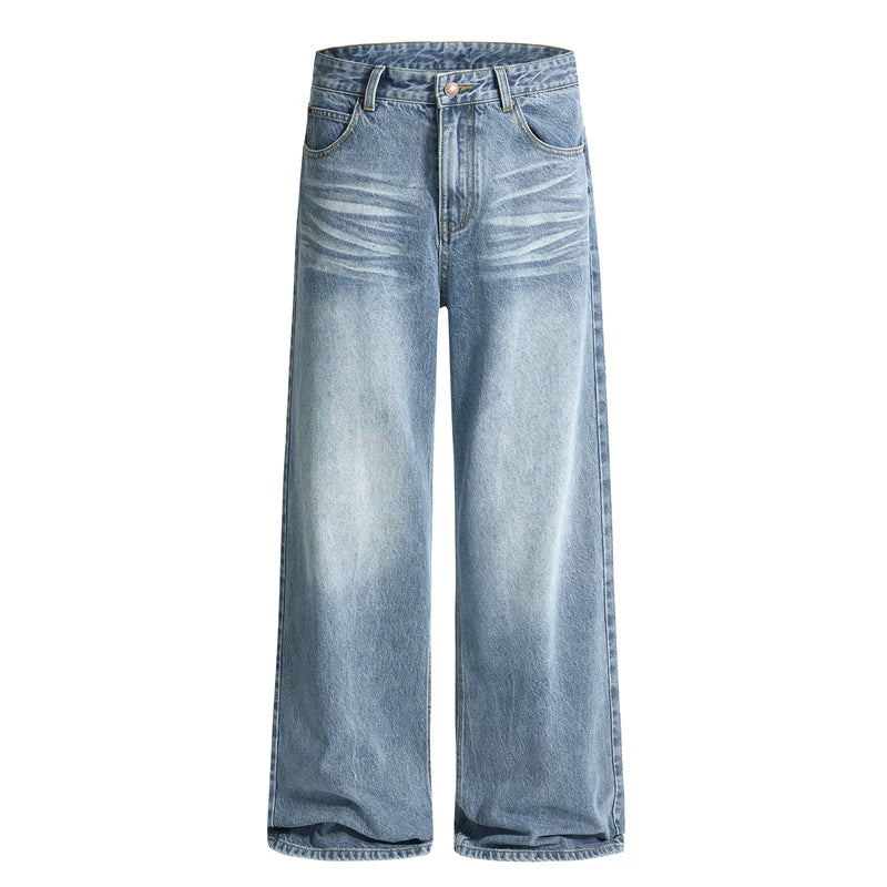 6197711955125,6197711955126,6197711955127,6197711955128,6197711955129, Whiskered Wide Leg Straight Denim Pants