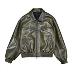 Wide Fit Faux Leather Bomber Jacket 1