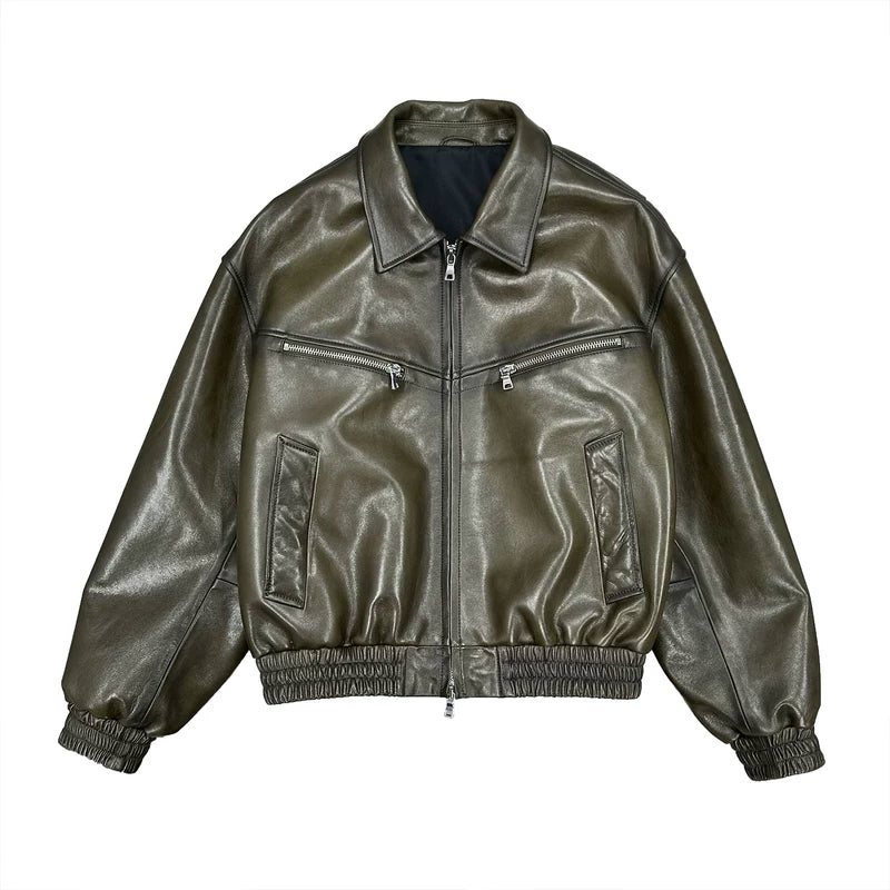 Wide Fit Faux Leather Bomber Jacket 1