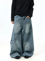 Wide-Leg Baggy Multi-Pocket Denim Pants 1