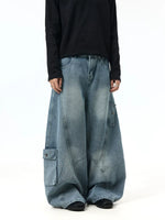 Wide-Leg Baggy Multi-Pocket Denim Pants 3