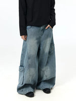 Wide-Leg Baggy Multi-Pocket Denim Pants 4