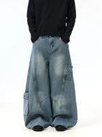 Wide-Leg Baggy Multi-Pocket Denim Pants 5