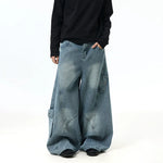 6003477344092,6003477344093,6003477344094,6003477344095, Wide-Leg Baggy Multi-Pocket Denim Pants