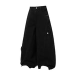 6003477344100,6003477344101,6003477344102,6003477344103, Wide-Leg Baggy Multi-Pocket Denim Pants