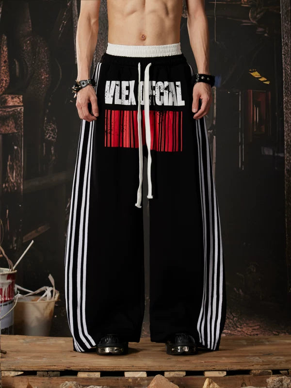 Wide Leg Barcode Print Casual Pants 2