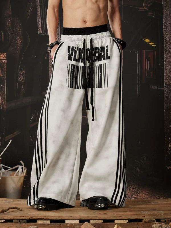 Wide Leg Barcode Print Casual Pants 3