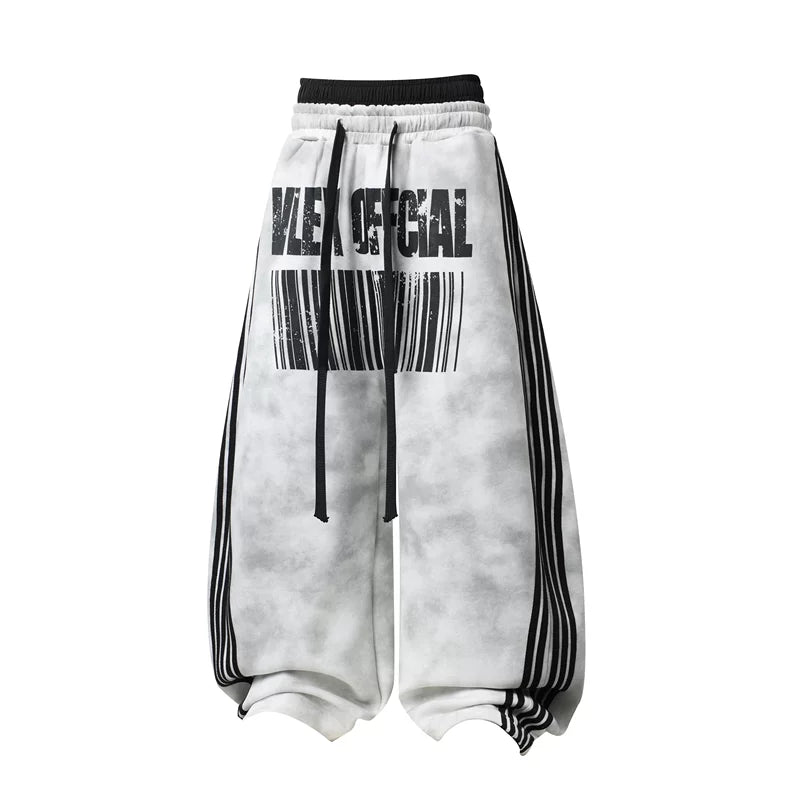 6223921886424,6223921886425,6223921886426,6223921886427, Wide Leg Barcode Print Casual Pants
