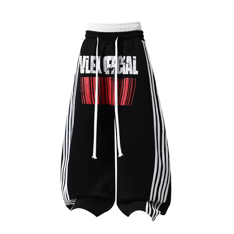 6223921886428,6223921886429,6223921886430,6223921886431, Wide Leg Barcode Print Casual Pants