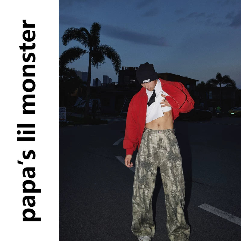 6148047550156,6148047550157,6148047550158,6148047550159, Wide-Leg Camouflage Loose Fit Pants