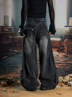 Wide-Leg Cargo Jeans with 3D Pockets 3