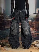5918255633803,5918255633804,5918255633805,5918255633806, Wide-Leg Cargo Jeans with 3D Pockets