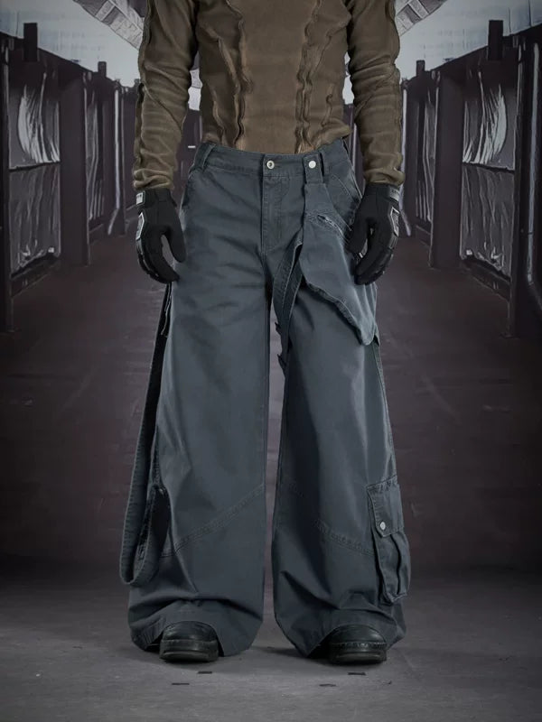 Wide-Leg Cargo Pants with Detachable Waist Pack 2