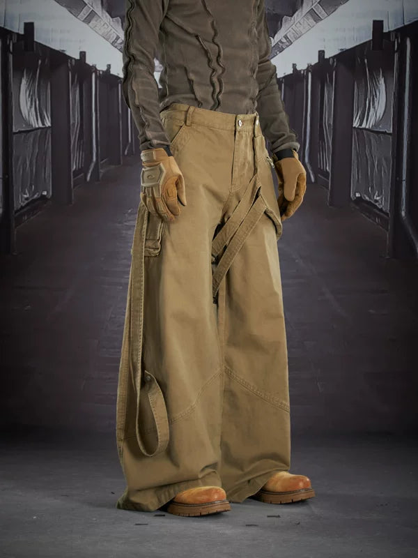 Wide-Leg Cargo Pants with Detachable Waist Pack 4