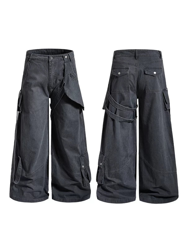 6164973534471,6164973534472,6164973534473,6164973534474,6164973534475, Wide-Leg Cargo Pants with Detachable Waist Pack