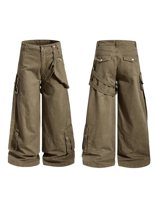 6164973534476,6164973534477,6164973534478,6164973534479,6164973534480, Wide-Leg Cargo Pants with Detachable Waist Pack