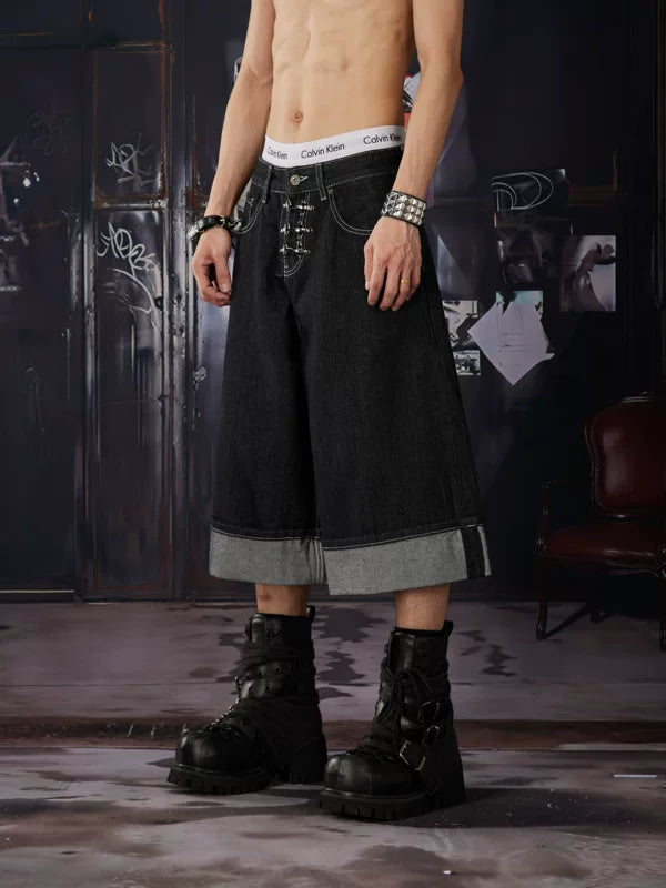 Wide Leg Denim Shorts 1